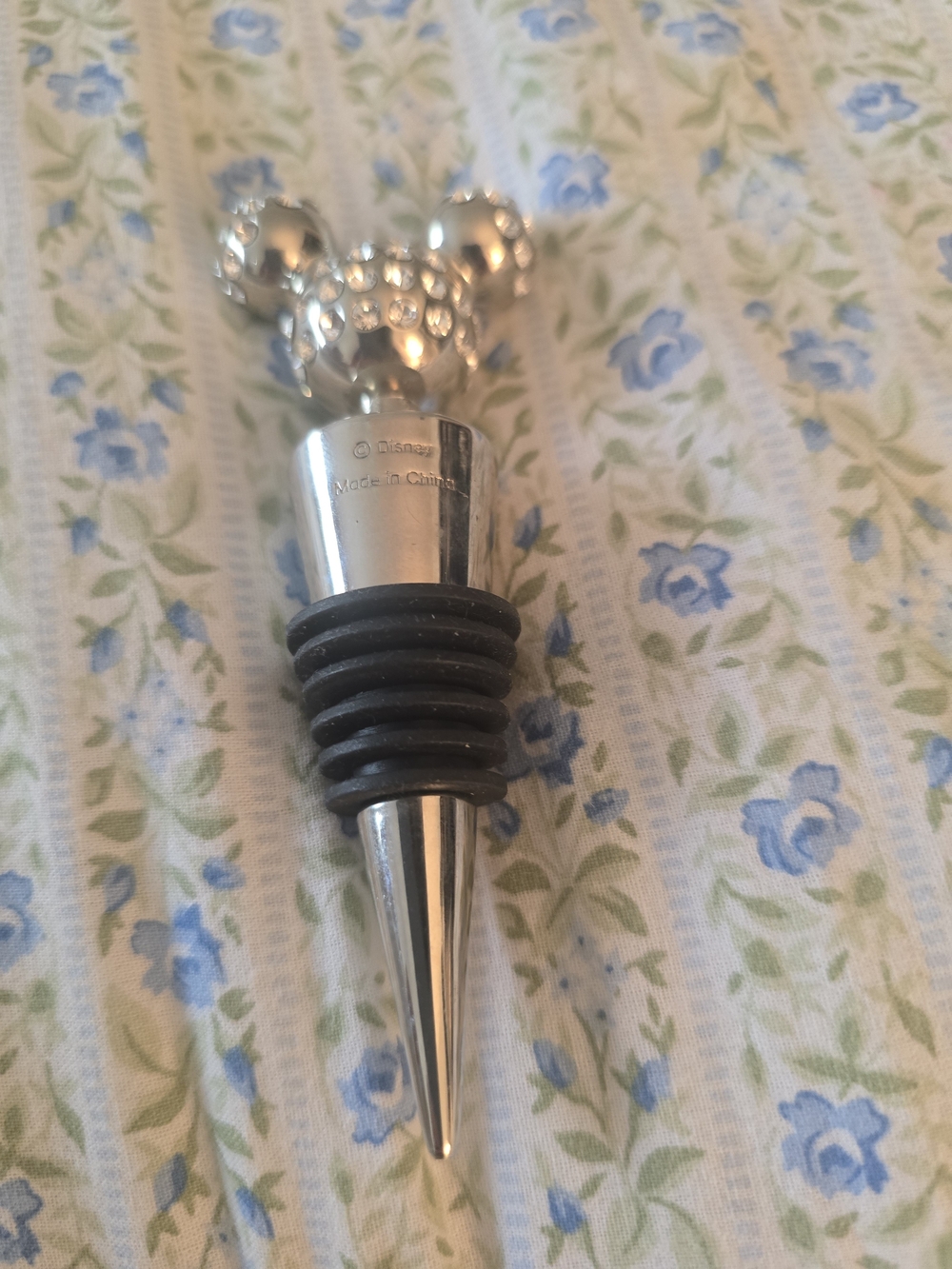 Disney Silver With Rhinestones Mickey Head Wine Stopper